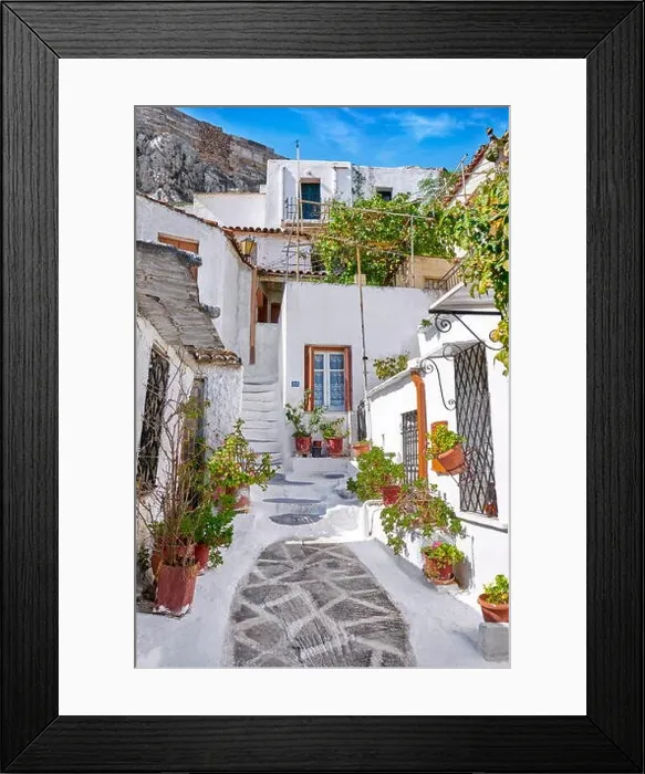 Framed Print : Traditional white houses in the Anafiotika quarter under the Acropolis, Athens, Greece Framed Print : Traditional white houses in the Anafiotika quarter under the Acropolis, Athens, Greece