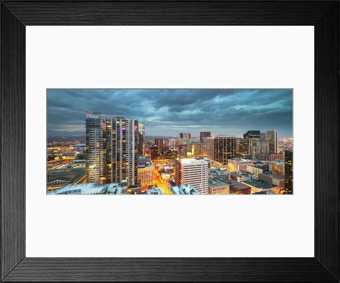 Framed Print : Denver, Colorado, USA downtown cityscape rooftop view at dusk Framed Print : Denver, Colorado, USA downtown cityscape rooftop view at dusk