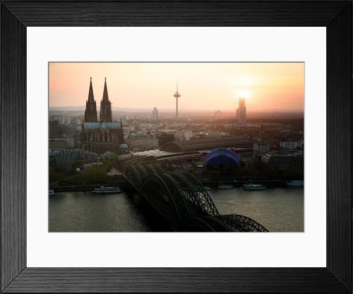 Framed Print : Image of Cologne with Cologne Cathedral with Rhine river and Hohenzollern bridge during sunset time in Germany Framed Print : Image of Cologne with Cologne Cathedral with Rhine river and Hohenzollern bridge during sunset time in Germany