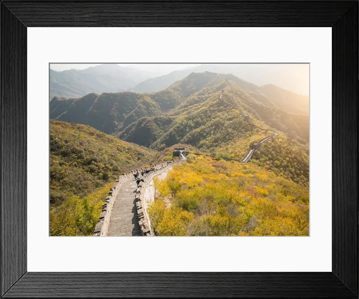 Framed Print : China The great wall distant view compressed towers and wall segments autumn season in mountains near Beijing ancient chinese fortification military l Framed Print : China The great wall distant view compressed towers and wall segments autumn season in mountains near Beijing ancient chinese fortification military l