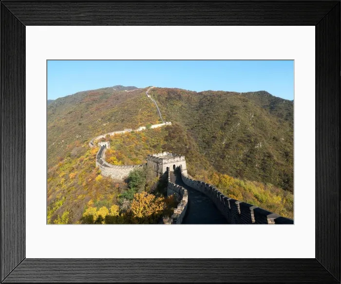 Framed Print : China The great wall distant view compressed towers and wall segments autumn season in mountains near Beijing ancient chinese fortification military l Framed Print : China The great wall distant view compressed towers and wall segments autumn season in mountains near Beijing ancient chinese fortification military l