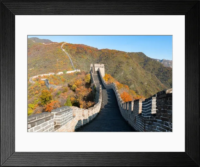 Framed Print : China The great wall distant view compressed towers and wall segments autumn season in mountains near Beijing ancient chinese fortification military l Framed Print : China The great wall distant view compressed towers and wall segments autumn season in mountains near Beijing ancient chinese fortification military l