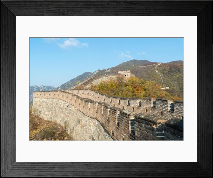 Framed Print : China The great wall distant view compressed towers and wall segments autumn season in mountains near Beijing ancient chinese fortification military l Framed Print : China The great wall distant view compressed towers and wall segments autumn season in mountains near Beijing ancient chinese fortification military l
