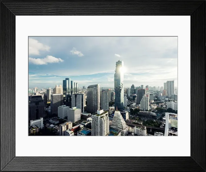 Framed Print : Modern building in Bangkok business district at Bangkok city with skyline at evening, Thailand Framed Print : Modern building in Bangkok business district at Bangkok city with skyline at evening, Thailand