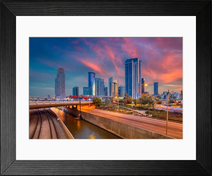 Framed Print : Tel Aviv. Cityscape image of Ramat Gan, Tel Aviv, Israel during dramatic sunrise Framed Print : Tel Aviv. Cityscape image of Ramat Gan, Tel Aviv, Israel during dramatic sunrise