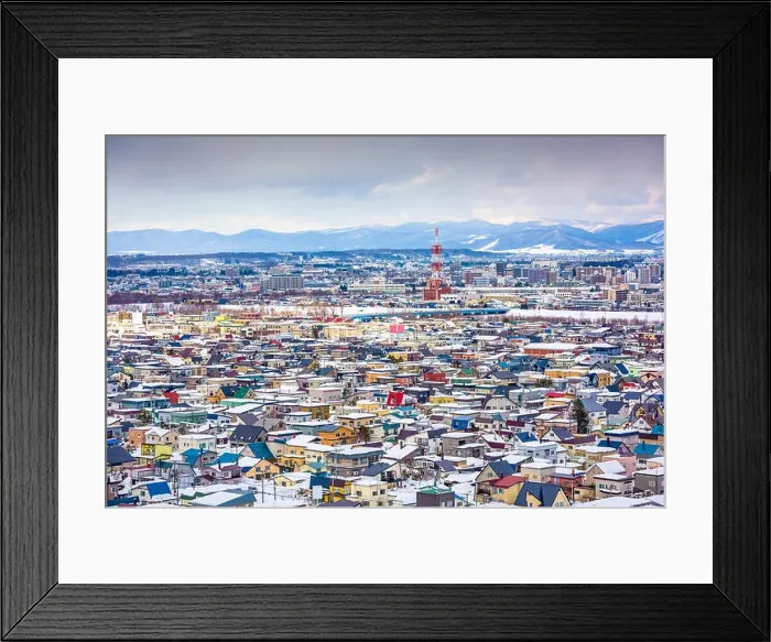 Framed Print : Asahikawa, Hokkaido, Japan skyline in the winter Framed Print : Asahikawa, Hokkaido, Japan skyline in the winter