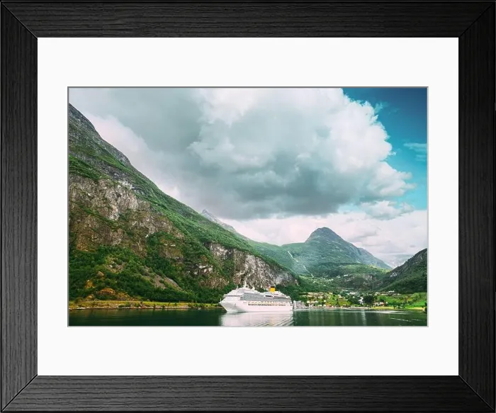 Framed Print : Geirangerfjord, Norway. Aerial View Of Geiranger In Geirangerfjorden In Summer Day. Famous Norwegian Landmark And Popular Destination.Geirangerfjord Framed Print : Geirangerfjord, Norway. Aerial View Of Geiranger In Geirangerfjorden In Summer Day. Famous Norwegian Landmark And Popular Destination.Geirangerfjord