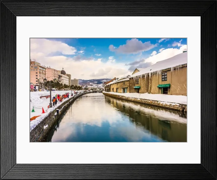 Framed Print : Otaru, Japan winter skyline on the canals Framed Print : Otaru, Japan winter skyline on the canals