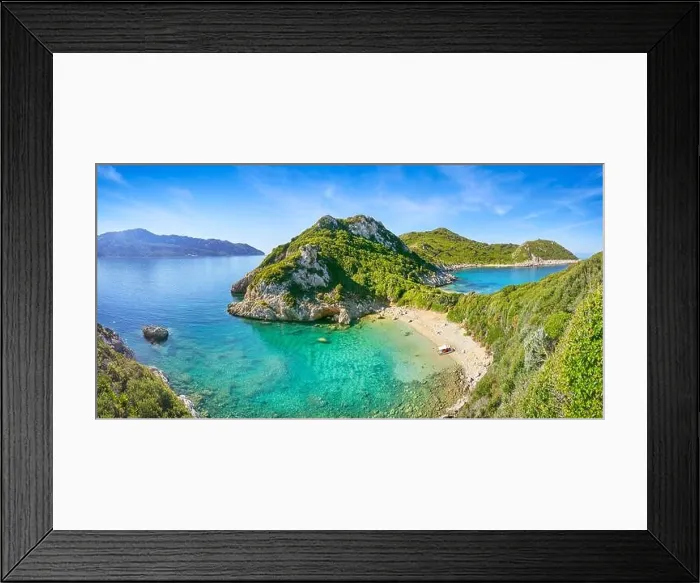 Framed Print : Porto Timoni Beach, double beach bay, Corfu, Greece Framed Print : Porto Timoni Beach, double beach bay, Corfu, Greece