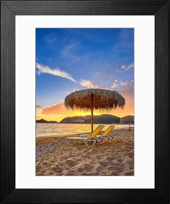 Framed Print : Sunset at the beach, Corfu Island, Greece Framed Print : Sunset at the beach, Corfu Island, Greece