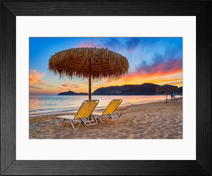 Framed Print : Sunset at the beach, Corfu Island, Greece Framed Print : Sunset at the beach, Corfu Island, Greece