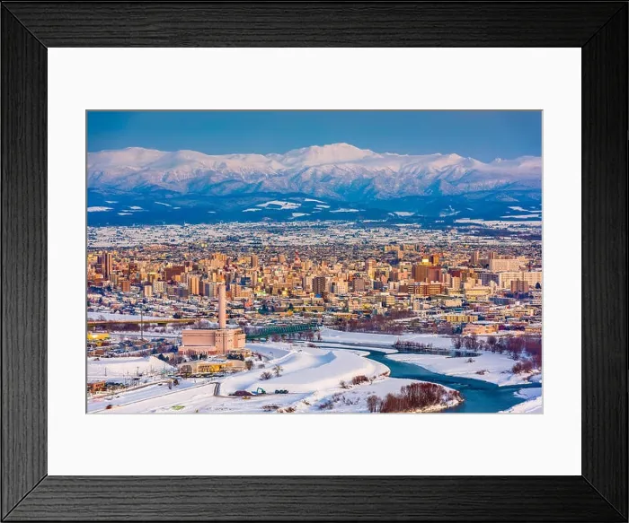 Framed Print : Asahikawa, Hokkaido, Japan skyline in the winter Framed Print : Asahikawa, Hokkaido, Japan skyline in the winter
