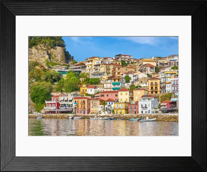 Framed Print : Colorful painted houses at Parga resort, Greece Framed Print : Colorful painted houses at Parga resort, Greece