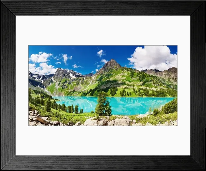 Framed Print : Beautiful turquoise lake in Altai mountains Framed Print : Beautiful turquoise lake in Altai mountains