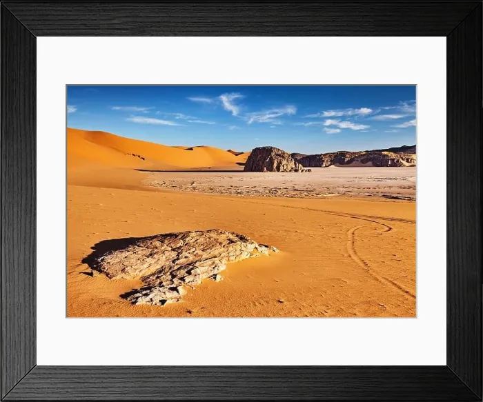 Framed Print : Sand dunes and rocks, Sahara Desert, Algeria Framed Print : Sand dunes and rocks, Sahara Desert, Algeria