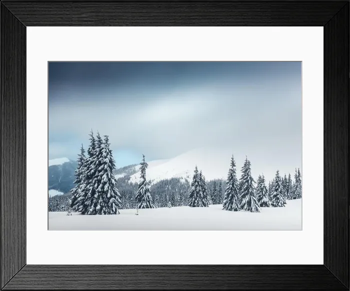 Framed Print : Fantastic winter landscape with snowy trees. Carpathian mountains, Ukraine, Europe. Christmas holiday concept Framed Print : Fantastic winter landscape with snowy trees. Carpathian mountains, Ukraine, Europe. Christmas holiday concept