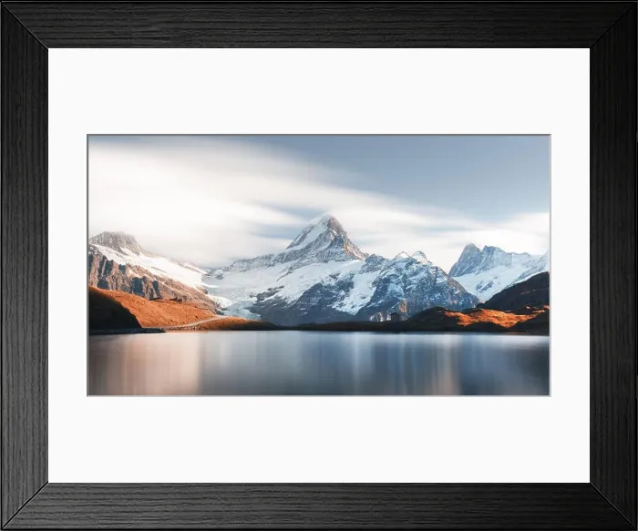 Framed Print : Picturesque view on Bachalpsee lake in Swiss Alps mountains. Snowy peaks of Wetterhorn, Mittelhorn and Rosenhorn on background. Switzerland Framed Print : Picturesque view on Bachalpsee lake in Swiss Alps mountains. Snowy peaks of Wetterhorn, Mittelhorn and Rosenhorn on background. Switzerland