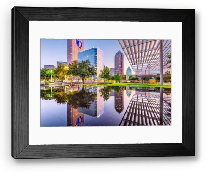 Framed Print : Dallas, Texas, USA downtown plaza and skyline Framed Print : Dallas, Texas, USA downtown plaza and skyline
