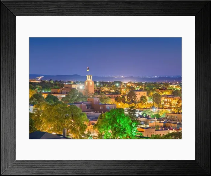 Framed Print : Santa Fe, New Mexico, USA downtown skyline at dusk Framed Print : Santa Fe, New Mexico, USA downtown skyline at dusk