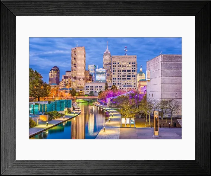 Framed Print : Indianapolis, Indiana, USA skyline and canal Framed Print : Indianapolis, Indiana, USA skyline and canal