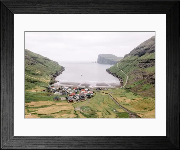 Framed Print : Aerial drone photo flying over Tjornuvik beach on Streymoy island, Faroe Islands, Denmark. Landscape photography Framed Print : Aerial drone photo flying over Tjornuvik beach on Streymoy island, Faroe Islands, Denmark. Landscape photography