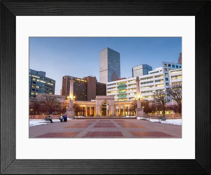 Framed Print : Denver, Colorado, USA downtown cityscape in Civic Center park at dusk Framed Print : Denver, Colorado, USA downtown cityscape in Civic Center park at dusk