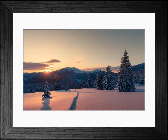 Framed Print : Fantastic winter landscape in snowy mountains glowing by morning sunlight. Dramatic wintry scene with frozen snowy trees at sunrise Framed Print : Fantastic winter landscape in snowy mountains glowing by morning sunlight. Dramatic wintry scene with frozen snowy trees at sunrise