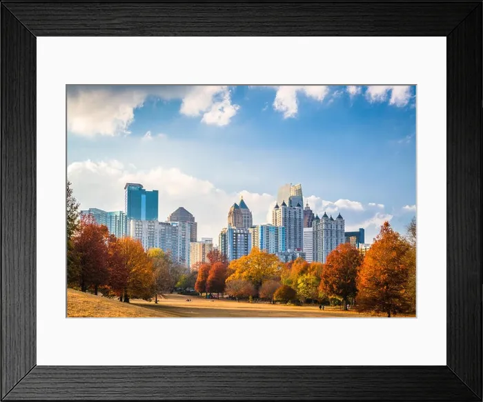 Framed Print : Atlanta, Georgia, USA midtown skyline from Piedmont Park in autumn Framed Print : Atlanta, Georgia, USA midtown skyline from Piedmont Park in autumn