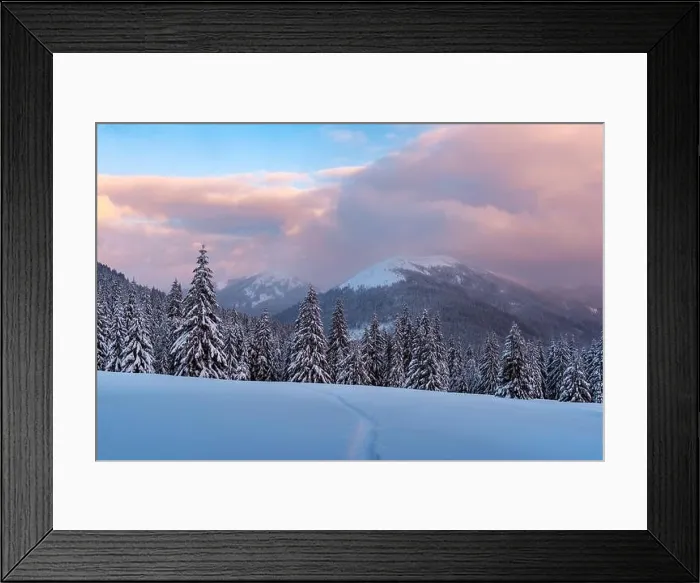 Framed Print : Fantastic winter landscape in snowy mountains glowing by morning sunlight. Dramatic wintry scene with frozen snowy trees at sunrise Framed Print : Fantastic winter landscape in snowy mountains glowing by morning sunlight. Dramatic wintry scene with frozen snowy trees at sunrise