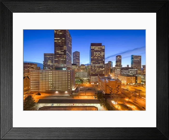 Framed Print : Denver, Colorado, USA downtown cityscape rooftop view at dusk Framed Print : Denver, Colorado, USA downtown cityscape rooftop view at dusk