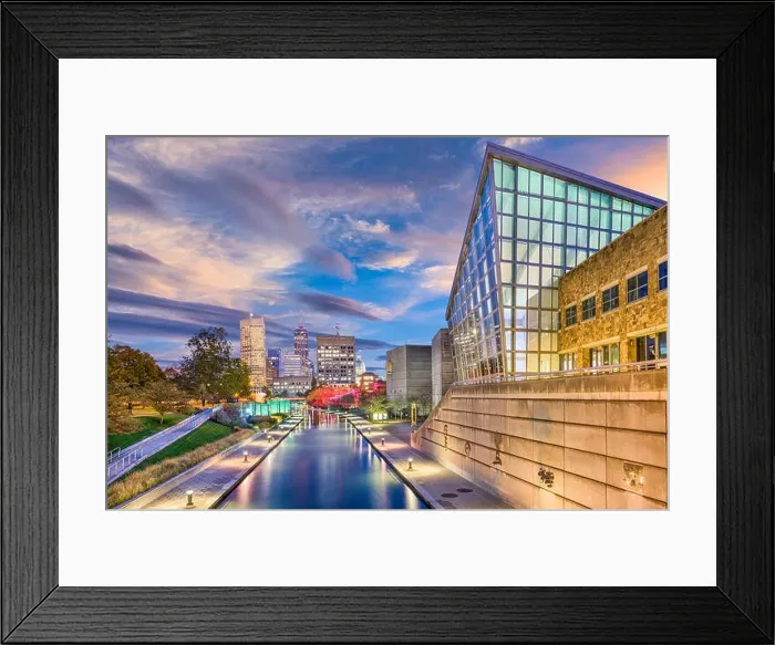 Framed Print : Indianapolis, Indiana, USA skyline and canal Framed Print : Indianapolis, Indiana, USA skyline and canal