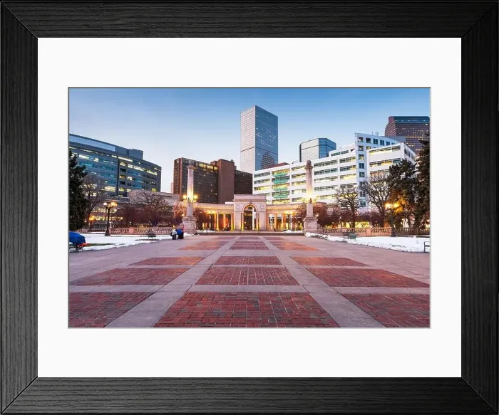 Framed Print : Denver, Colorado, USA downtown cityscape in Civic Center park at dusk Framed Print : Denver, Colorado, USA downtown cityscape in Civic Center park at dusk