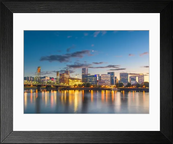 Framed Print : Portland, Oregon, USA skyline at dusk on the Willamette River Framed Print : Portland, Oregon, USA skyline at dusk on the Willamette River