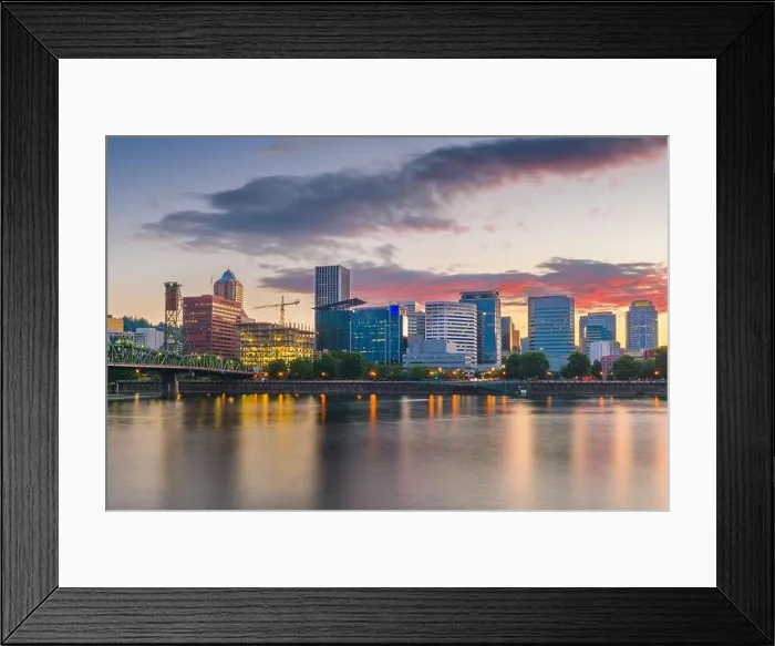 Framed Print : Portland, Oregon, USA skyline at dusk on the Willamette River Framed Print : Portland, Oregon, USA skyline at dusk on the Willamette River