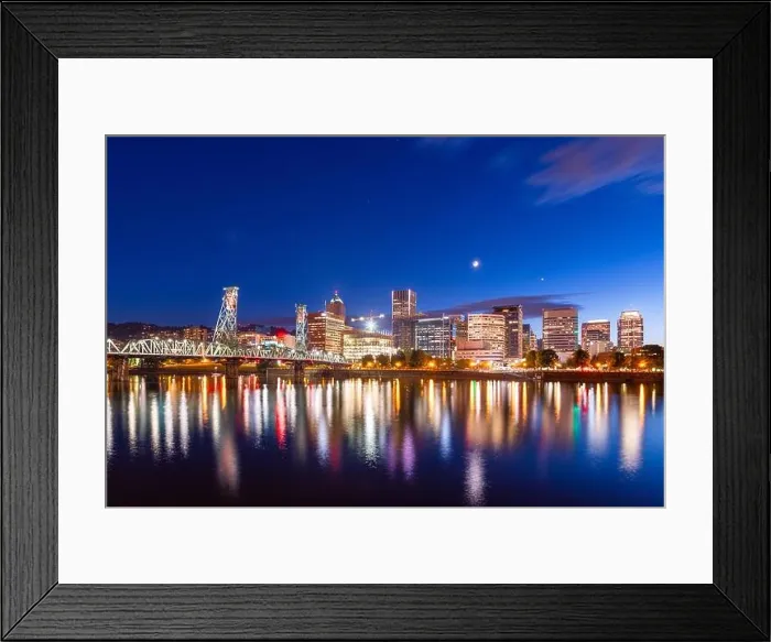 Framed Print : Portland, Oregon, USA skyline at dusk on the Willamette River Framed Print : Portland, Oregon, USA skyline at dusk on the Willamette River