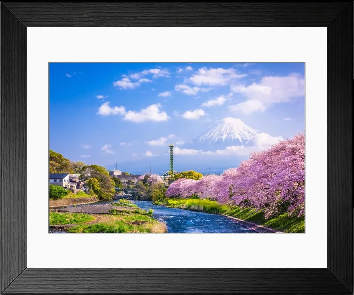 Framed Print : Fuji, Japan river and mountain Framed Print : Fuji, Japan river and mountain