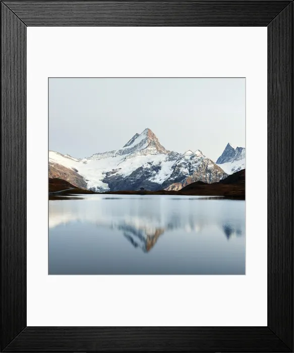 Framed Print : Picturesque view on Bachalpsee lake in Swiss Alps mountains. Snowy peaks of Wetterhorn, Mittelhorn and Rosenhorn on background. Grindelwald valley Framed Print : Picturesque view on Bachalpsee lake in Swiss Alps mountains. Snowy peaks of Wetterhorn, Mittelhorn and Rosenhorn on background. Grindelwald valley