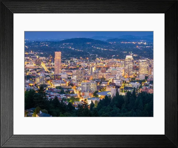 Framed Print : Portland, Oregon, USA downtown cityscape at twilight Framed Print : Portland, Oregon, USA downtown cityscape at twilight
