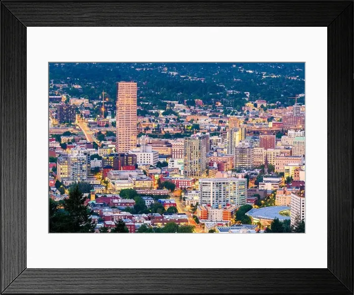 Framed Print : Portland, Oregon, USA downtown cityscape at twilight Framed Print : Portland, Oregon, USA downtown cityscape at twilight