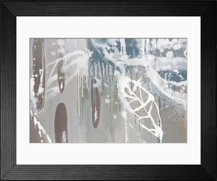 Framed Print : Abstract oil painting. White flower on grery background Framed Print : Abstract oil painting. White flower on grery background