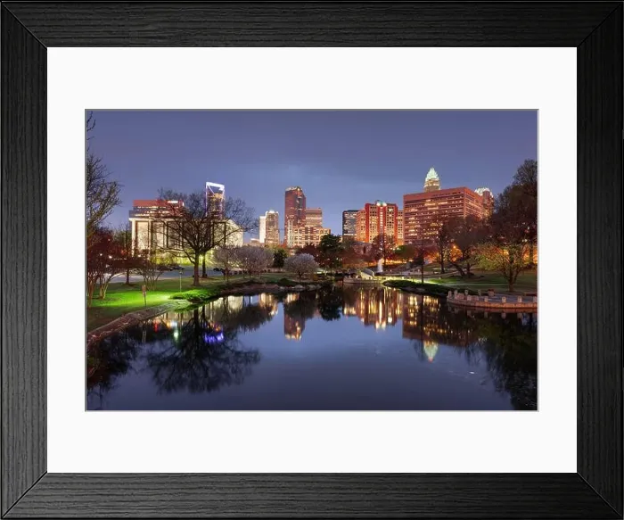 Framed Print : Charlotte, North Carolina, USA uptown skyline at Marshall Park at night Framed Print : Charlotte, North Carolina, USA uptown skyline at Marshall Park at night