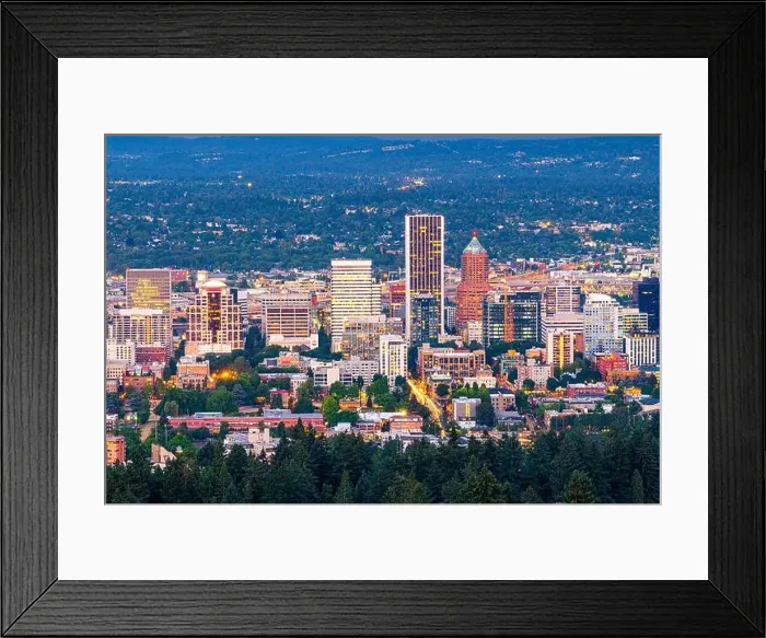Framed Print : Portland, Oregon, USA downtown cityscape at twilight Framed Print : Portland, Oregon, USA downtown cityscape at twilight