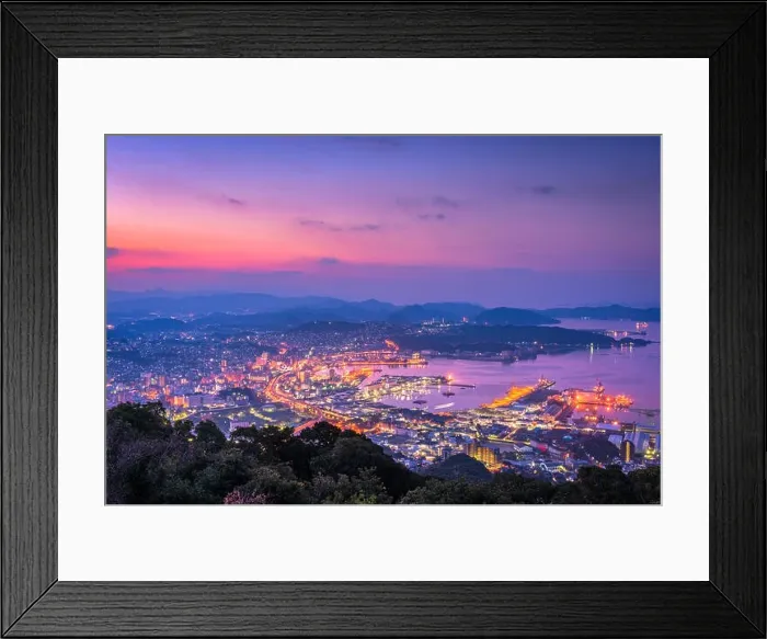 Framed Print : Dawn skyline over Sasebo, Nagasaki, Japan Framed Print : Dawn skyline over Sasebo, Nagasaki, Japan