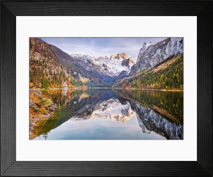 Framed Print : Lake Gosau, Austria. Landscape image of the Lake Gosau, Austria located in European Alps at autumn sunset Framed Print : Lake Gosau, Austria. Landscape image of the Lake Gosau, Austria located in European Alps at autumn sunset