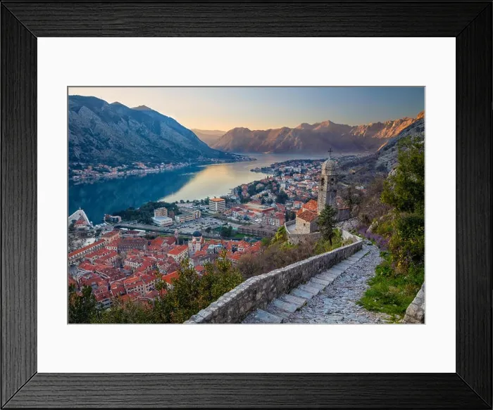 Framed Print : Kotor, Montenegro. Beautiful romantic old town of Kotor during sunset Framed Print : Kotor, Montenegro. Beautiful romantic old town of Kotor during sunset