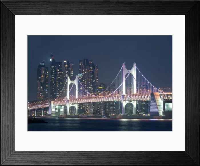 Framed Print : Gwangan Bridge with Busan city in background at Busan, South Korea