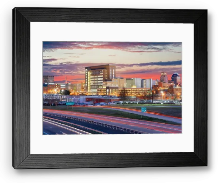 Framed Print : Durham, North Carolina, USA downtown skyline at dawn Framed Print : Durham, North Carolina, USA downtown skyline at dawn
