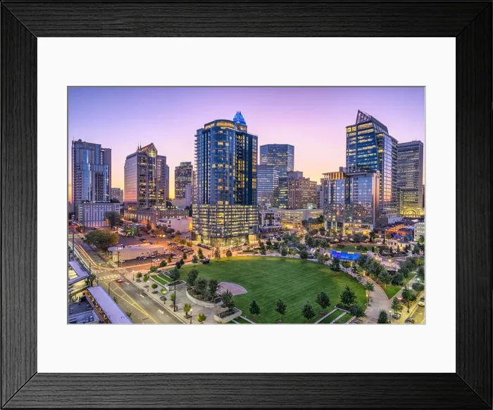 Framed Print : Charlotte, North Carolina, USA uptown skyline and park Framed Print : Charlotte, North Carolina, USA uptown skyline and park
