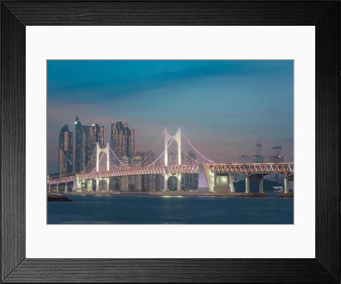Framed Print : Gwangan Bridge with Busan city in background at Busan, South Korea Framed Print : Gwangan Bridge with Busan city in background at Busan, South Korea
