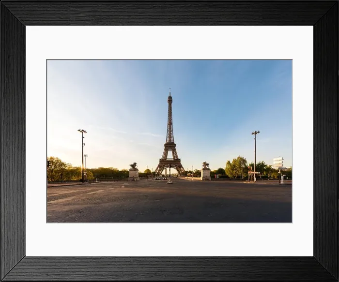 Framed Print : Eiffel Tower and river Seine at sunrise in Paris, France. Eiffel Tower is one of the most iconic landmarks of Paris Framed Print : Eiffel Tower and river Seine at sunrise in Paris, France. Eiffel Tower is one of the most iconic landmarks of Paris